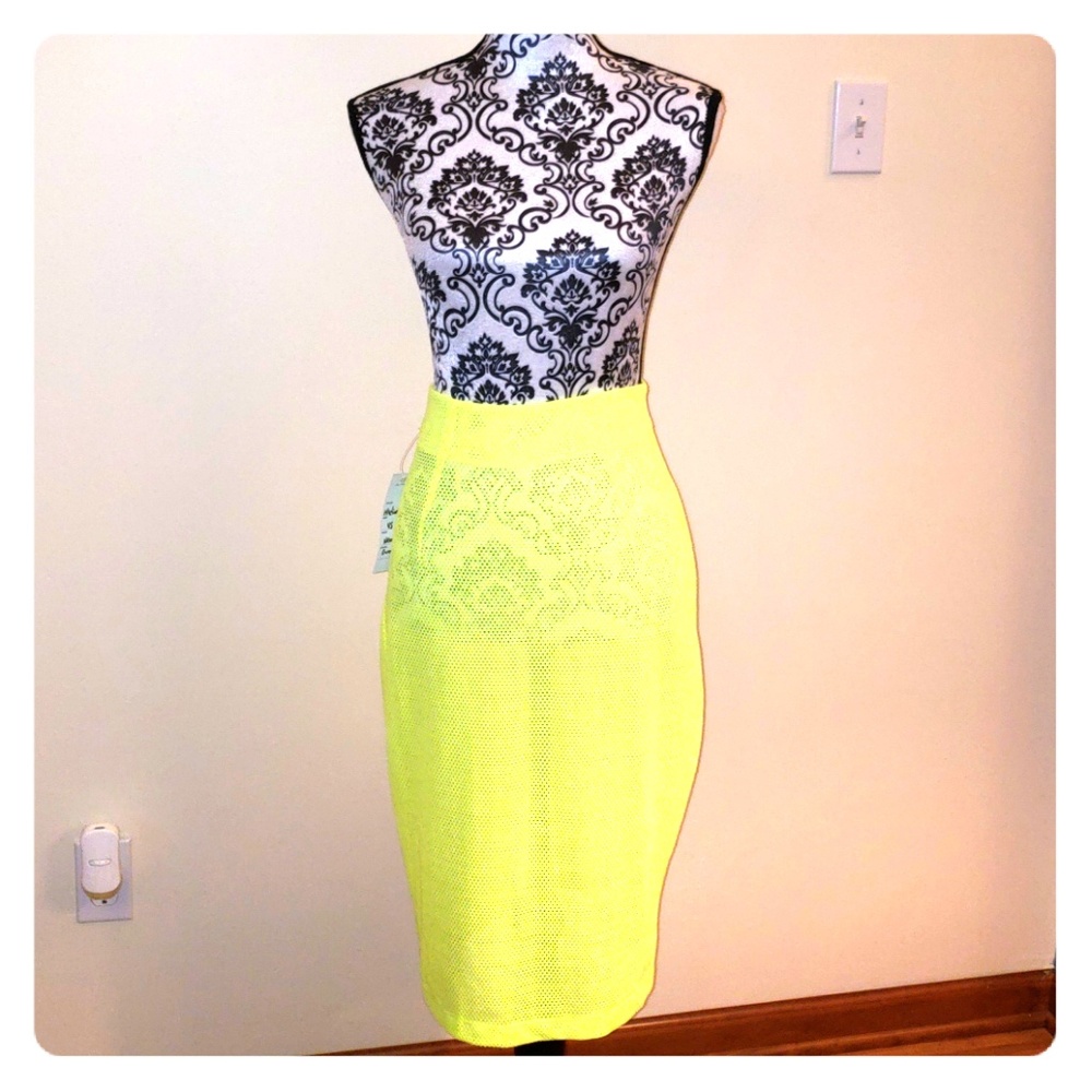 Neon green mesh skirt